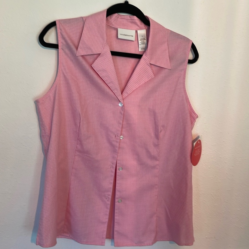 Liz Claiborne Pink Checkered Sleeveless Short Ladies Size 12